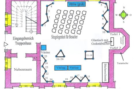 Gedenk- und Ausstellungsraum im Erdgeschoss der Synagoge